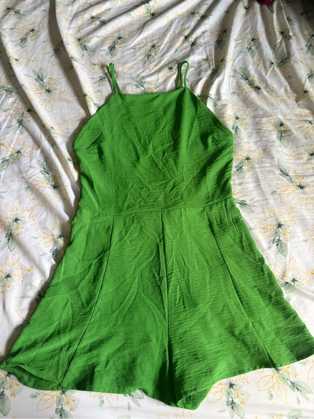 Timing Bright Green Spaghetti-Strap Romper